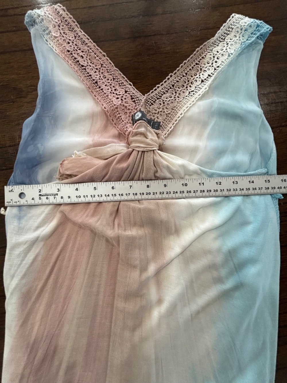 M Made in Italy Gradient silk with crochet lace racerback tank blouse size small - Picture 12 of 15